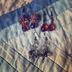 💖 BUNDLE 💖 3 pairs glass crystal earrings